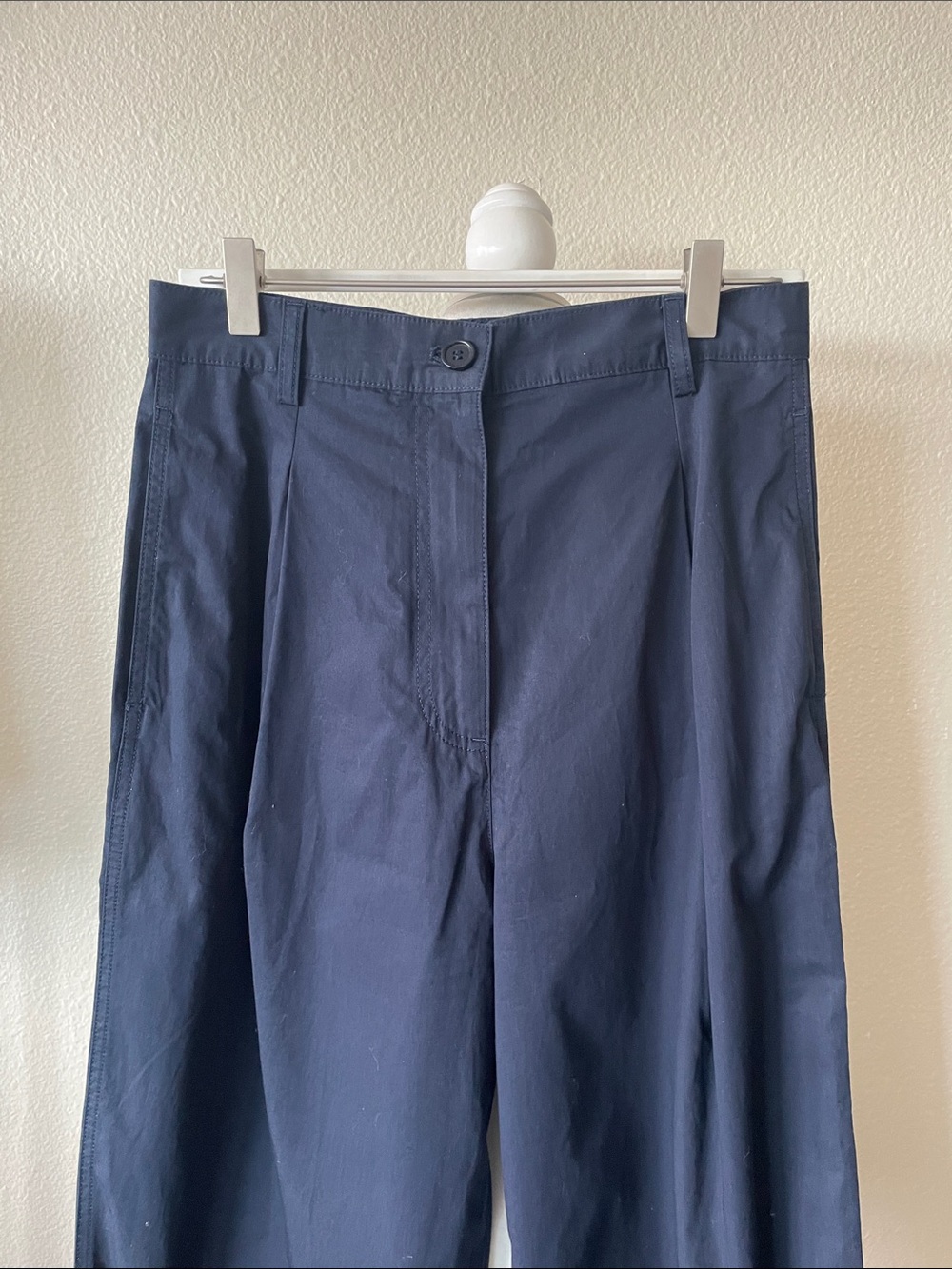COS Navy Cotton Cropped Barrel Leg Utility Pants EU 34 - Picture 3 of 9